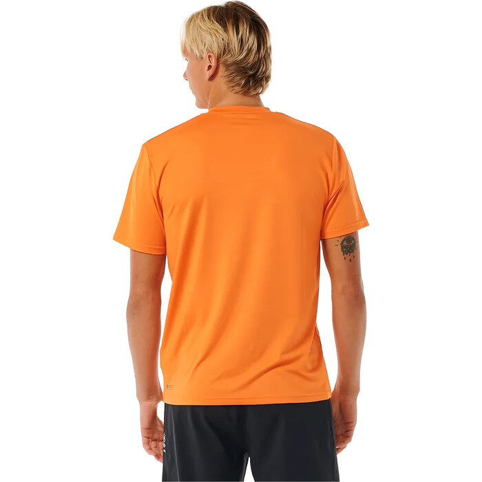 2024 Rip Curl Mens Stapler UPF Short Sleeve Rash Vest 14UMRV - Mandarin Red